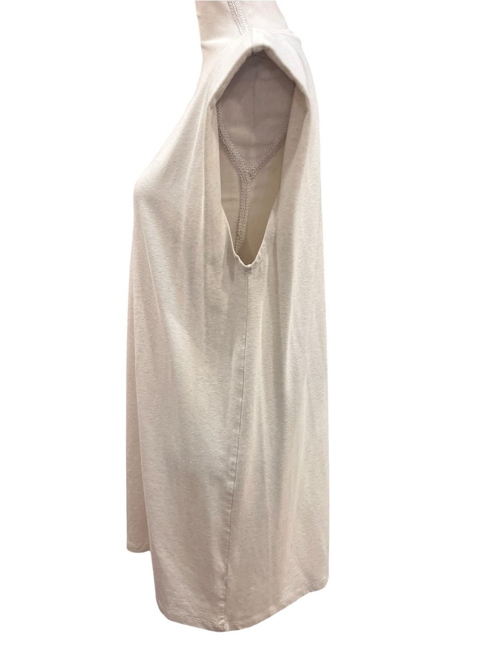 Banana Republic Linen Blend Padded Shoulder Midi T Shirt Dress Ivory M - Picture 6 of 9